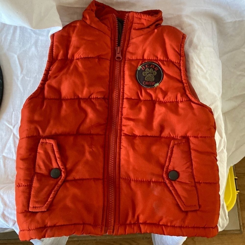 Kids Headquarters Orange Sleeveless Puffer Vest Size 24 Months Toddler